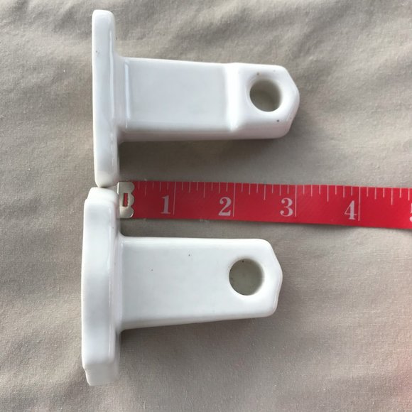 Antique Surface Mount White Porcelain Surface Mount Towel or TP Bar Ends - Picture 4 of 5